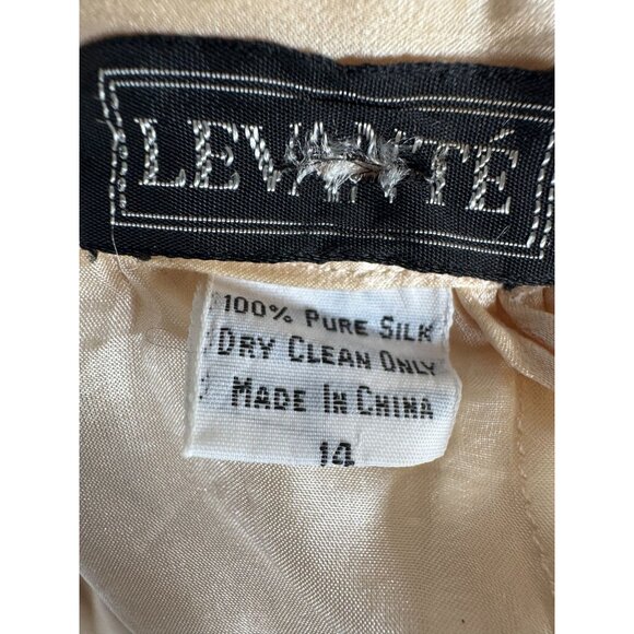 Vintage Levante Womens Silk Embroidered Midi Skirt Size 14 Cream Made In China - Picture 13 of 16